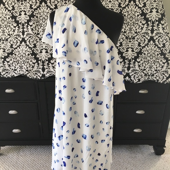 CeCe Dresses & Skirts - CeCe (NWT) one shoulder blue/white dress